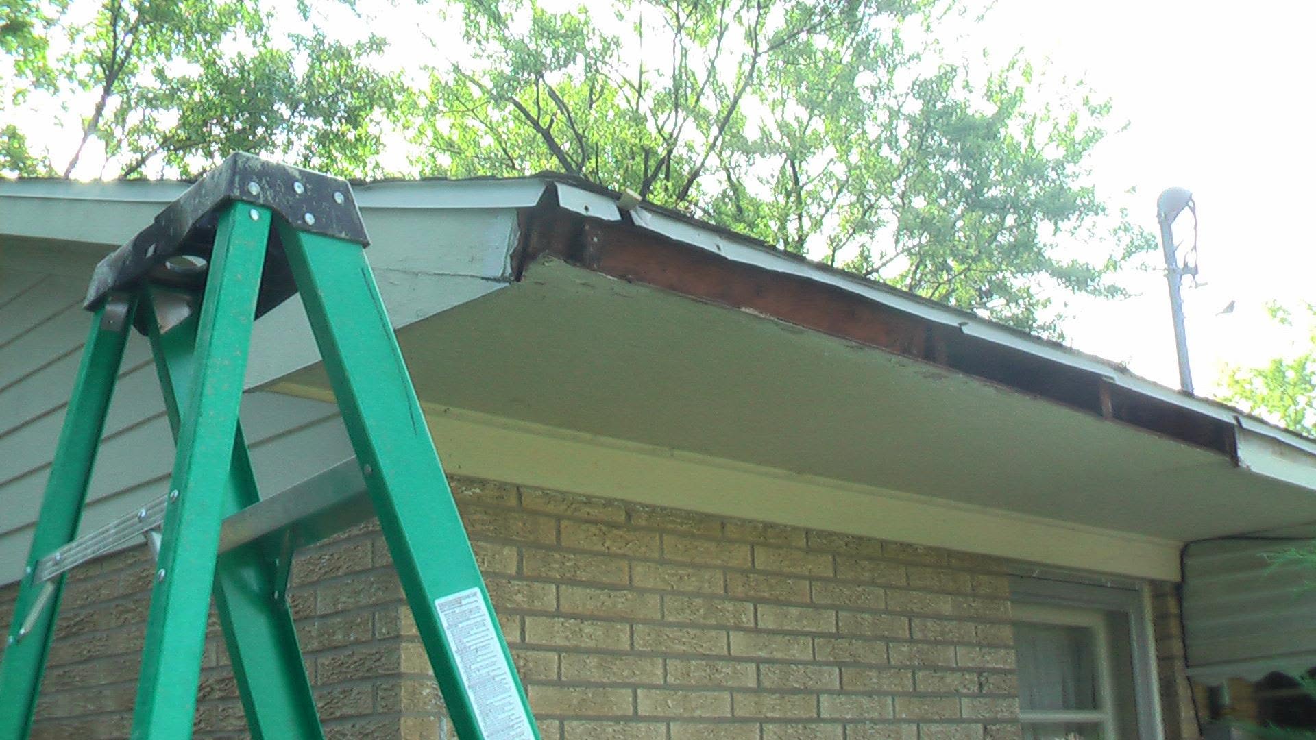 Fascia and gutter repair in progress